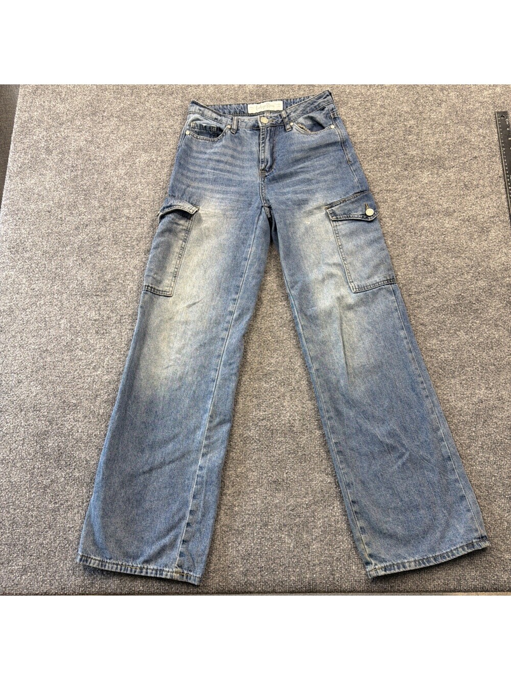 Indigo Rain 24/32 Size 1 Wide Leg Cargo Pocket Denim